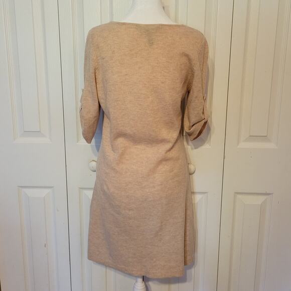 Bcbg maxazria, Small | 100% Lambs Wool Heather Rolled Tab Sleeves Midi Dress - Picture 2 of 5